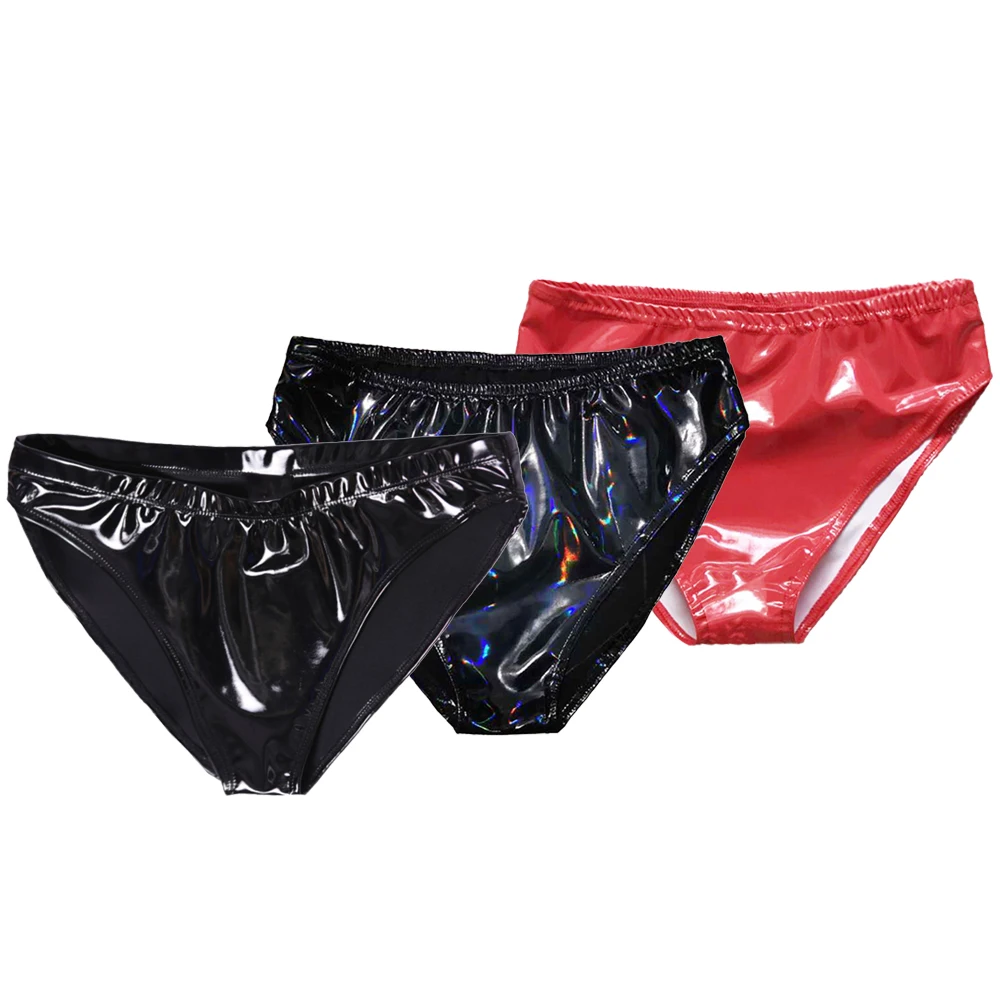 Women Sexy Briefs Shiny PVC Leather Panties Night Club Wear Glossy Waterproof Underwear Stage perform Lingerie Female Underpant