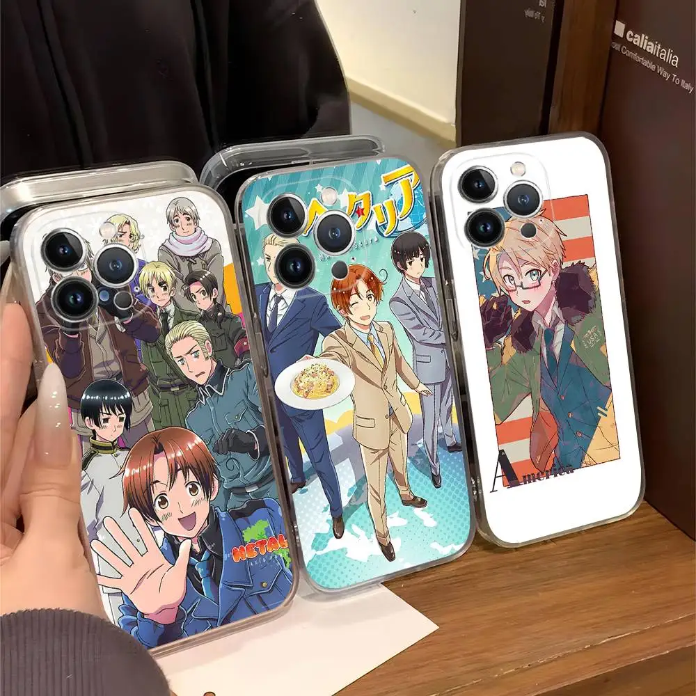 Funda de Teléfono Transparente y Suave con Dibujos Animados de Hetalia Axis Powers para iPhone 15 12 14 16 17 13 Plus 11 Pro Max 13 Pro