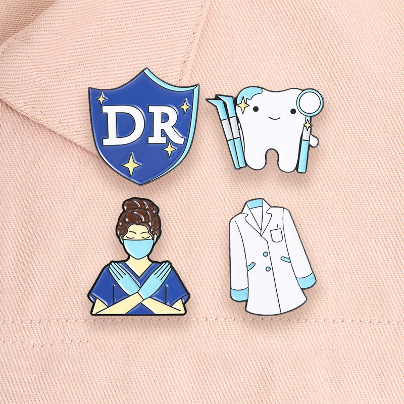 Funny Medical Enamel Pins Doctor Nurse Coat Stethoscope Medical Symbol Dental Care Healthcare Worker Brooches Badge Jewelry Gift