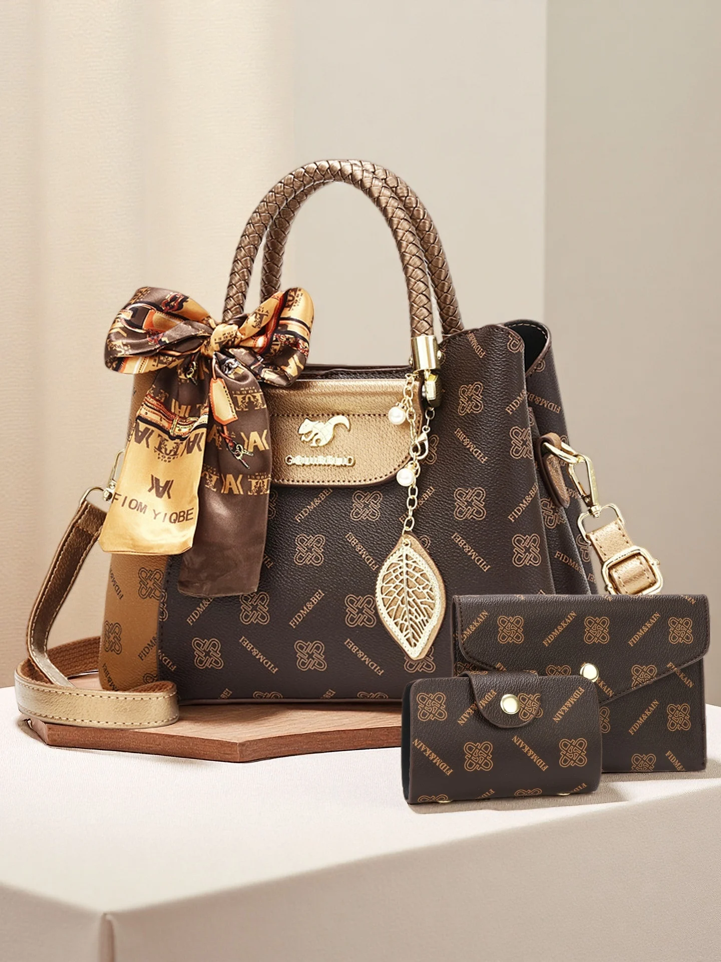 

Ladies' elegant handbag, printed bag set, suitable for travel, work, gatherings, shopping, shoulder bag can be slung over
