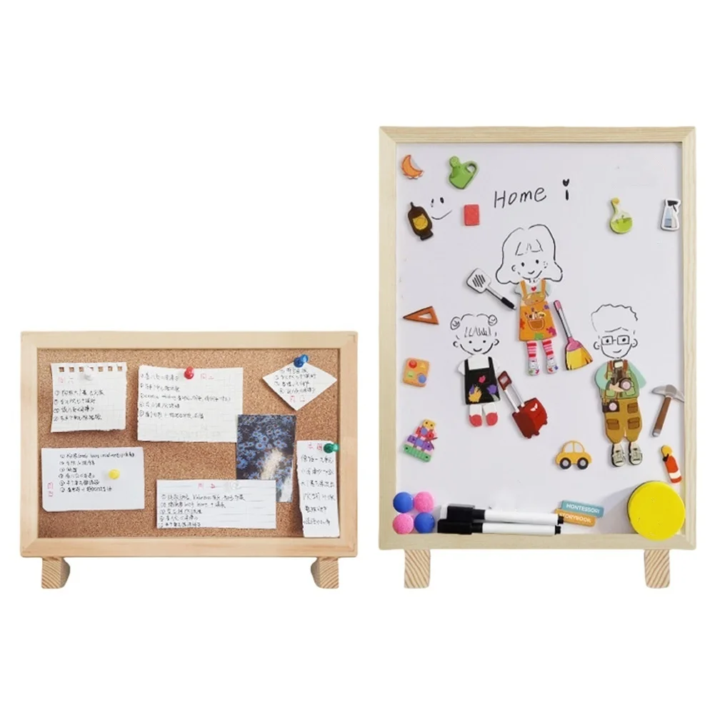 Kurk Bord Prikbord Desktop Kleine Kurk Board Met Stand Rechthoek Houten Frame Bureau Bericht Picture Board Voor Home Office