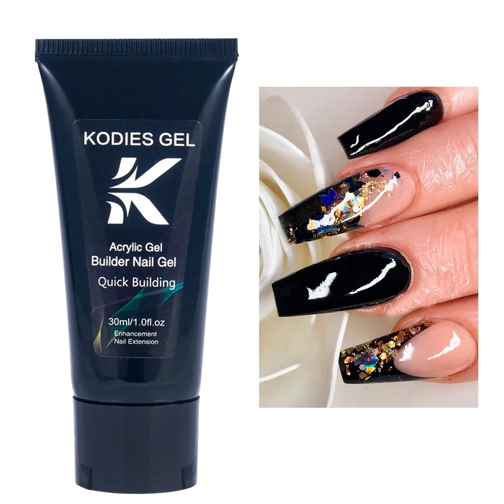 KODIES GEL Black Poly Nail Gel For Extension Acrylic Hard Tube Construction Gel Nail Polish Milky White Clear Prolong Manicure