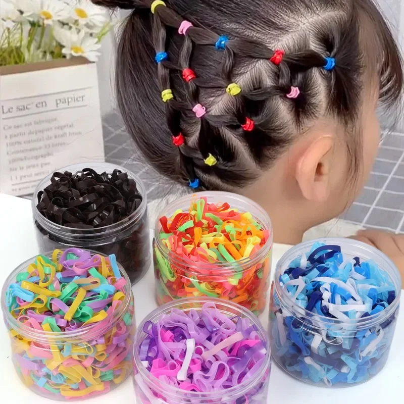 1000/500Pcs High Elasticity Thicken Disposable Rubber Strings Girls Pigtail Holder Hair Tie Hair Bands Kids Hair Accessories