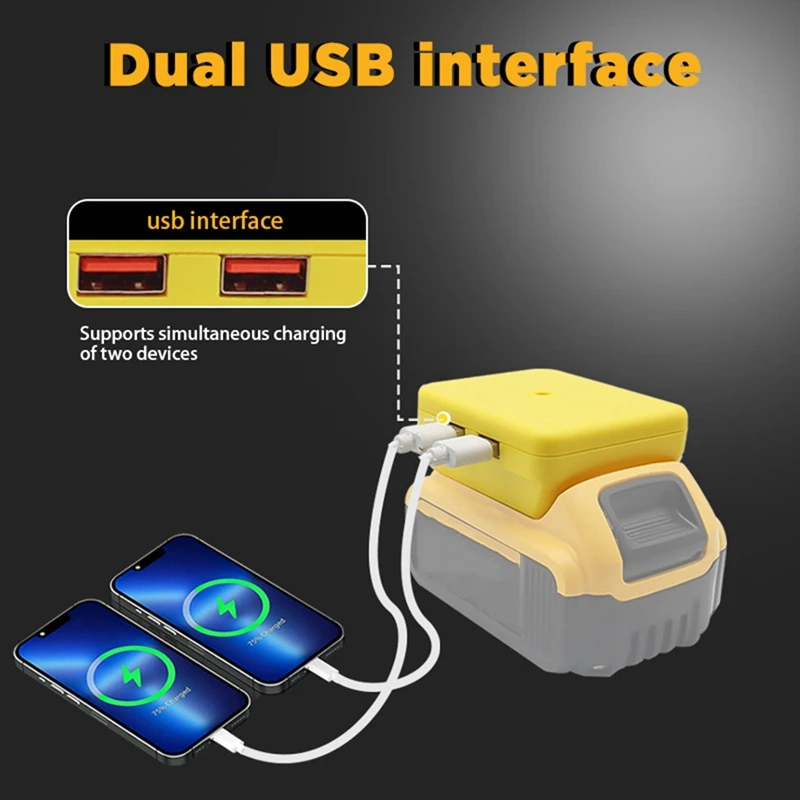 N75R-Battery Adapter With Dual USB Fast Charger Port For Dewalt XR 18V 20V Lithium  Battery DCB180 DCB203 DCB204 DCB205