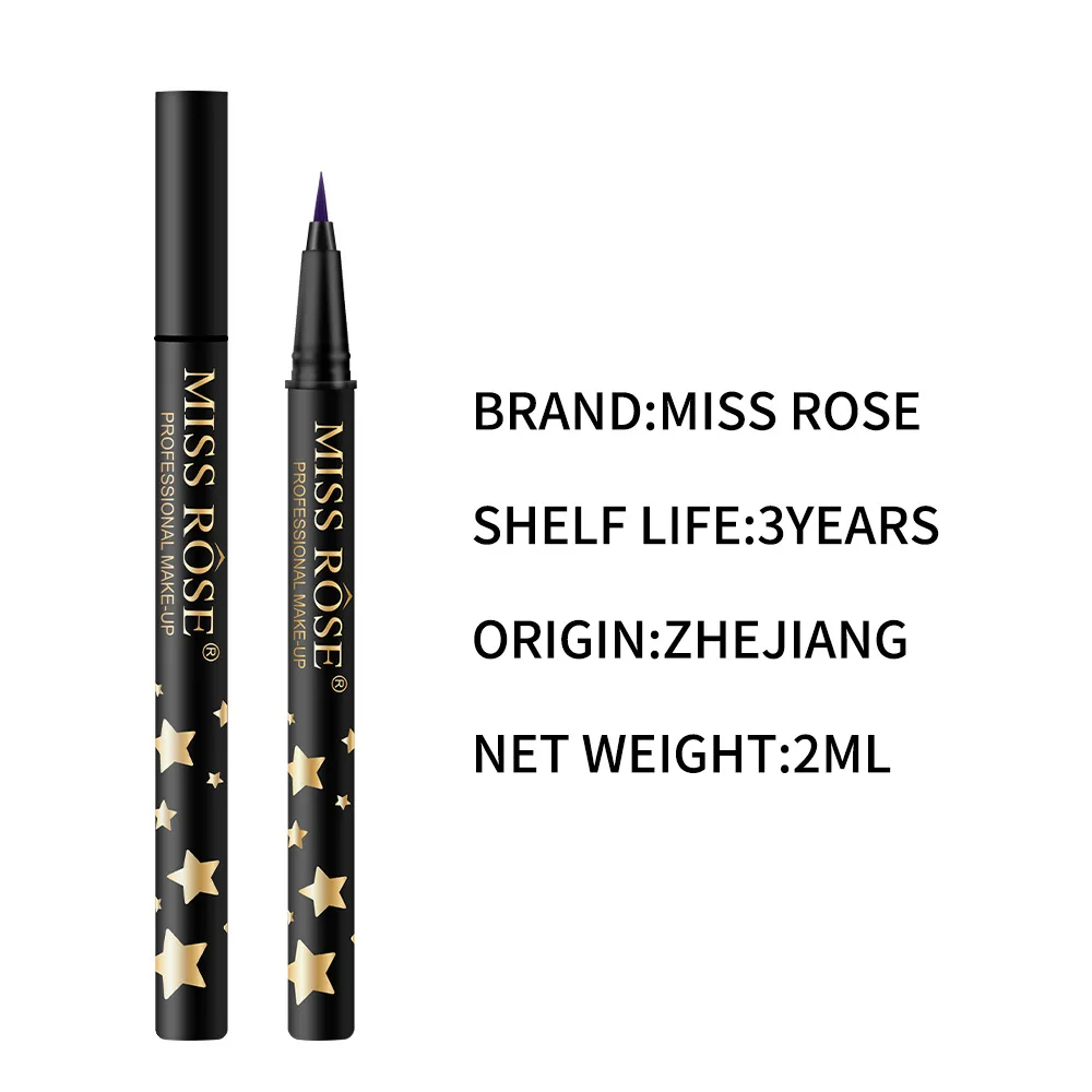 MISS ROSE Kleurrijke Zwarte Matte 24-uurs Vloeibare Eyeliner Pen Langdurige Make-up Niet-bloeiend Nauwkeurige Eyeliner Potlood Cosmetica