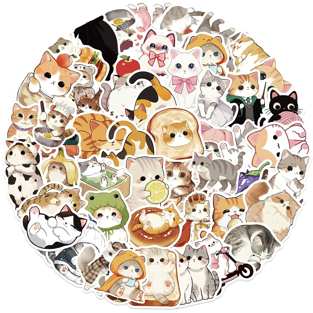 

10/30/50pcs Funny Cat Stickers for Kids Cartoon Cute Decals Toy DIY Stationery Bicycle Laptop Car Kawaii Graffiti Kids Sticker