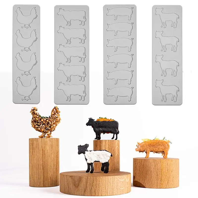 1Pc Animal Theme Silicone Mold Pad Pig Cow Sheep Chicken Fondant Dessert Cake Decorating Tools Chocolate Cake Lace Mats Mould.