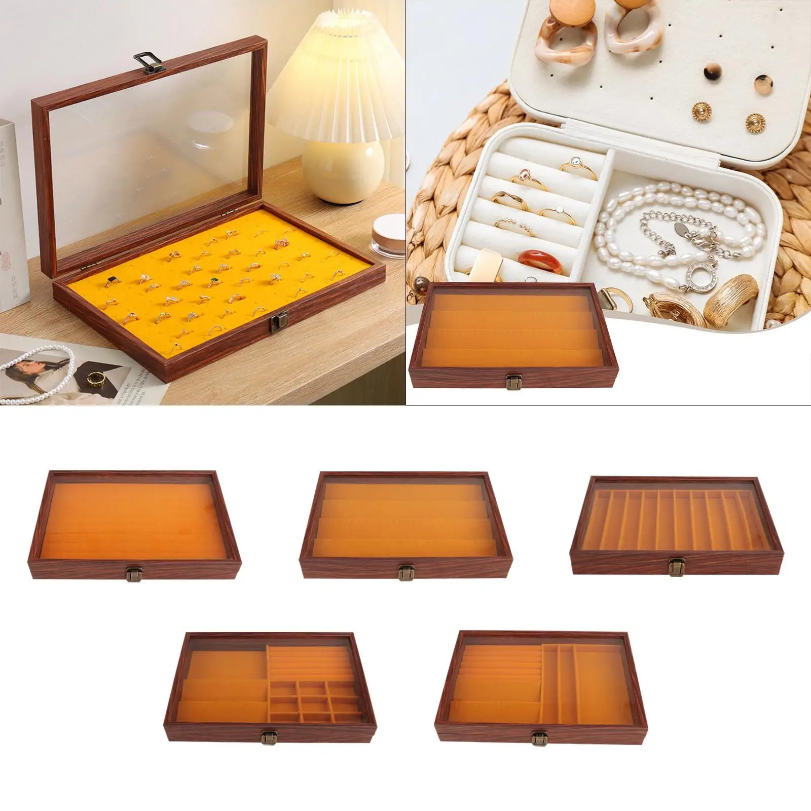 

Jewelry Box Portable Versatile Gifts Waterproof,with Flip Clear Open Lid with Lock,Dustproof Container Organizer Daughter