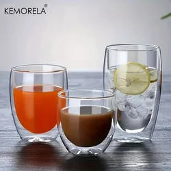 2PCS Double Wall Glass Coffee Cups 80/250/350/450ML Glass Mugs Heat Resistant Double Layer Juice Milk Wine Whiskey Glass Cup