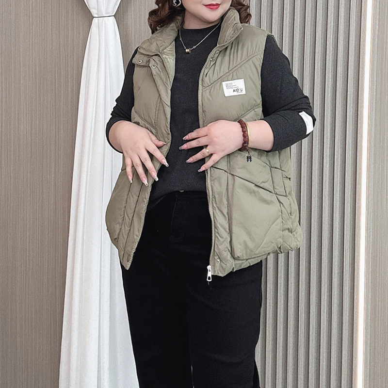 Down Cotton Vest Coat Female Winter New XL XXL Women Fashion Sleeveless Parka Loose Casual Outside Wearing Waistcoat 217