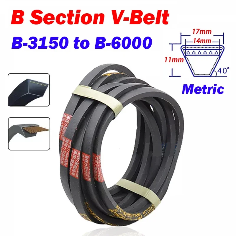 

1Pcs B Section V-Belt Metric B-3150 to B-6000 Triangle Transmission Belts for Car/Lawn Mower Width 17mm x 11mm