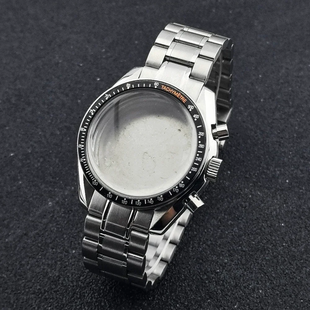 High Quality VK63 39.7mm Moon Swatch Fit VK63 movement Chronograph Metal Case Bezel Men's Watch Sealed Back Watch Parts