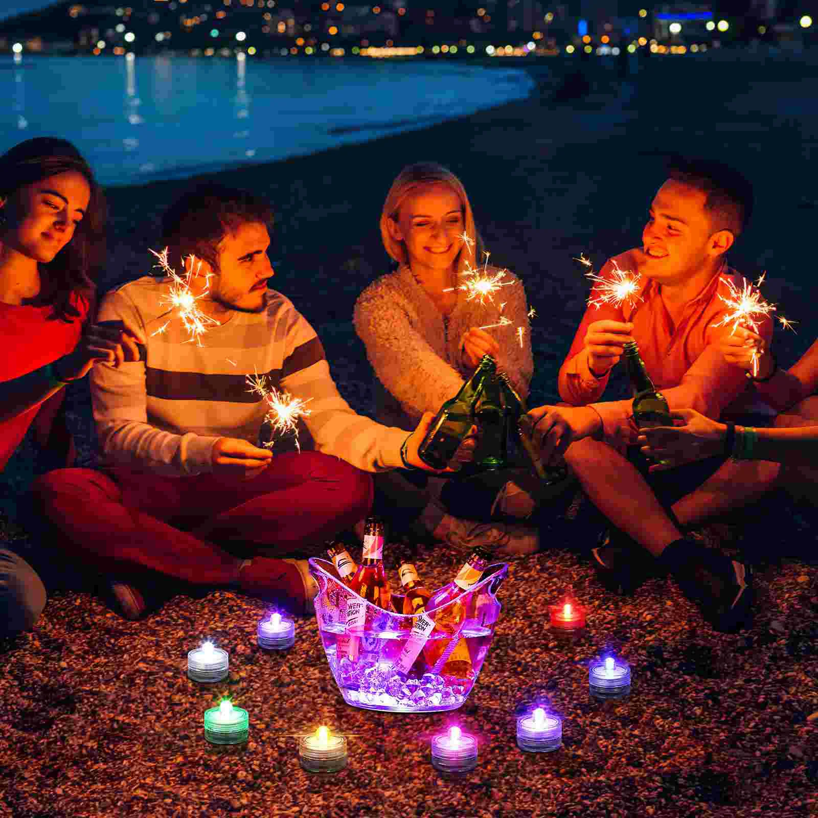 Imagem -06 - Luzes Lâmpada de Chá à Prova Dágua Led Pequenas Velas Piscantes Que Mudam de Cor Vermelha Peças