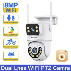 Cámara de seguridad IP PTZ con Wifi y visión nocturna en Color 4K, lente Dual, seguimiento automático, Audio bidireccional para exteriores, cámara de vigilancia CCTV inalámbrica