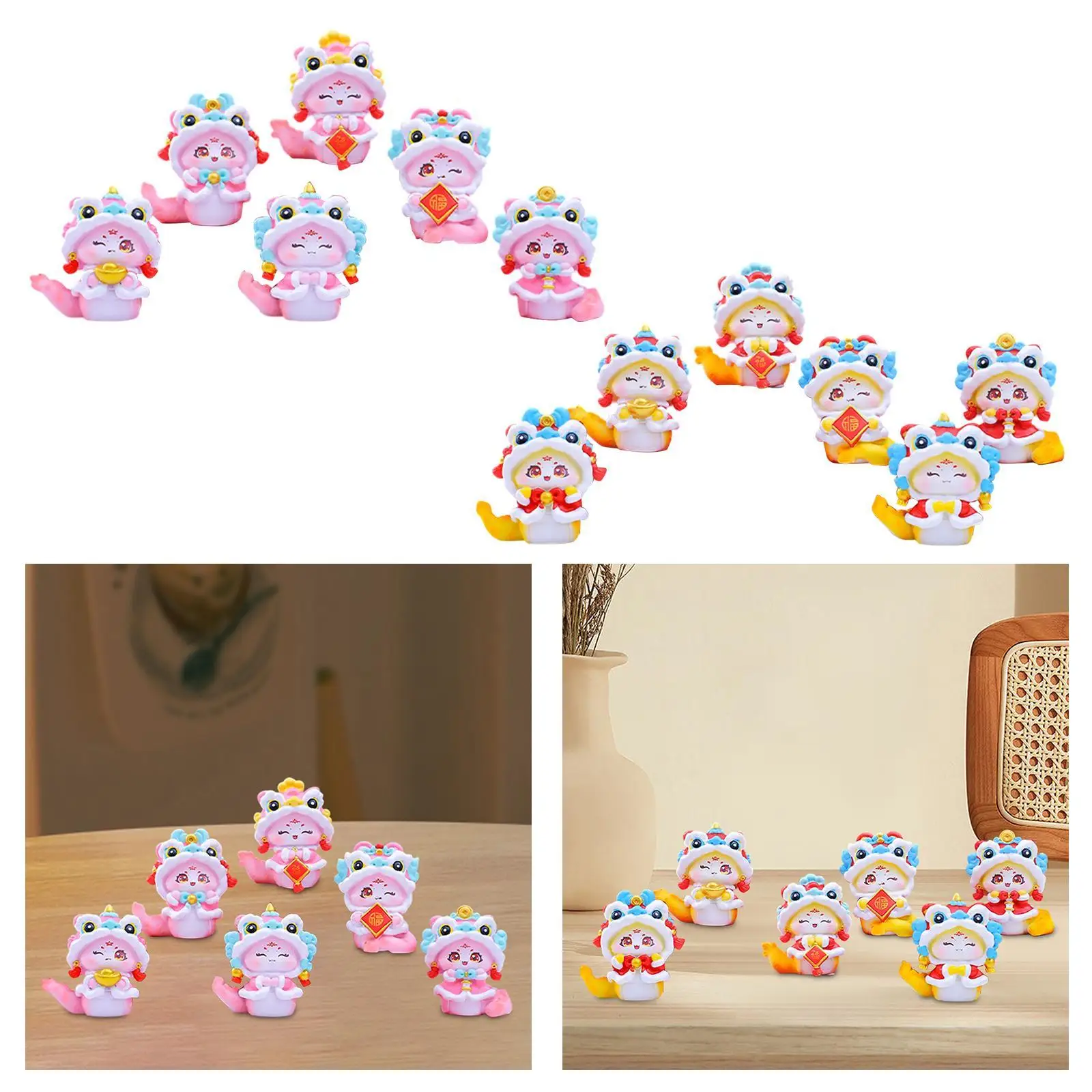 

6x Miniature Snake Figurines Chinese Zodiac Snake Farmhouse Chinese New Year