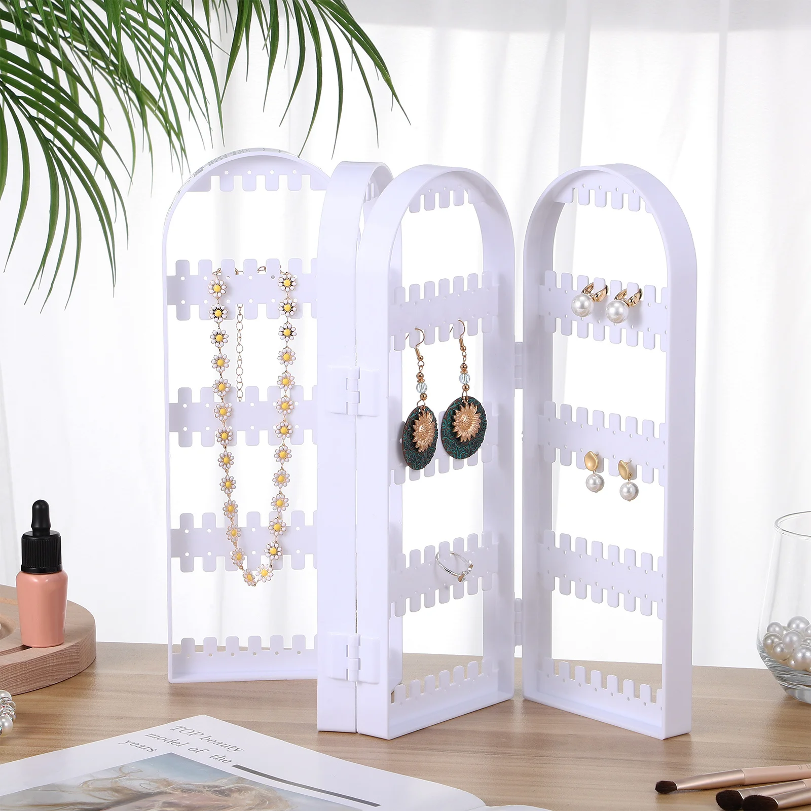 Earring Organizer Foldable Jewelry Display Stand for Bedroom Vanity High Capacity Jewelry Holder for Earrings