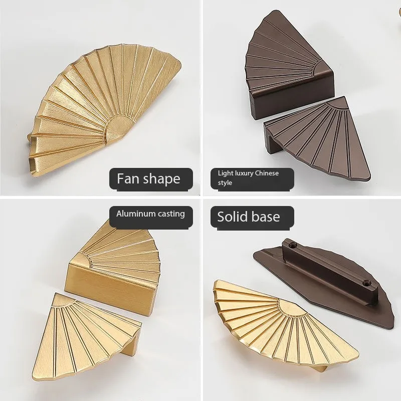 Modern Minimalist Fan-shaped Cabinet Door Handle, Space Aluminum Gold Cabinet, Shoe Cabinet, Wardrobe, Drawer Door Handle