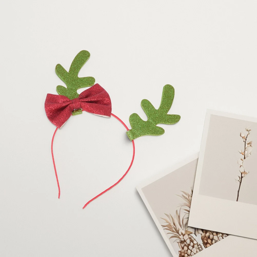 

Glitter Antler Headband Kids Lightweight Non Deformation Green Size Most Comfortable Hair Hoop Accessories Christmas Party