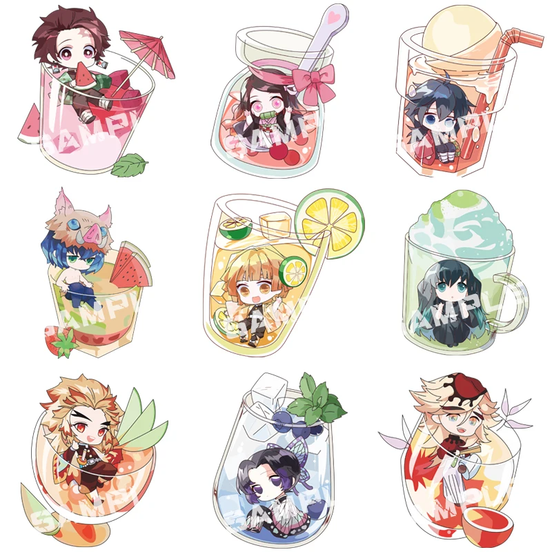 

Game Demon Slayer Kamado Tanjirou Agatsuma Zenitsu Cosplay Fruit Beverage Smoothie Acrylic Keychain Pendant Ambitus Anime