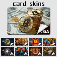 Bitcoin Cartoon Fashion Matte Gold Silver Black Matte Film Skin Sticker Tape For Bank Credit Debit Card