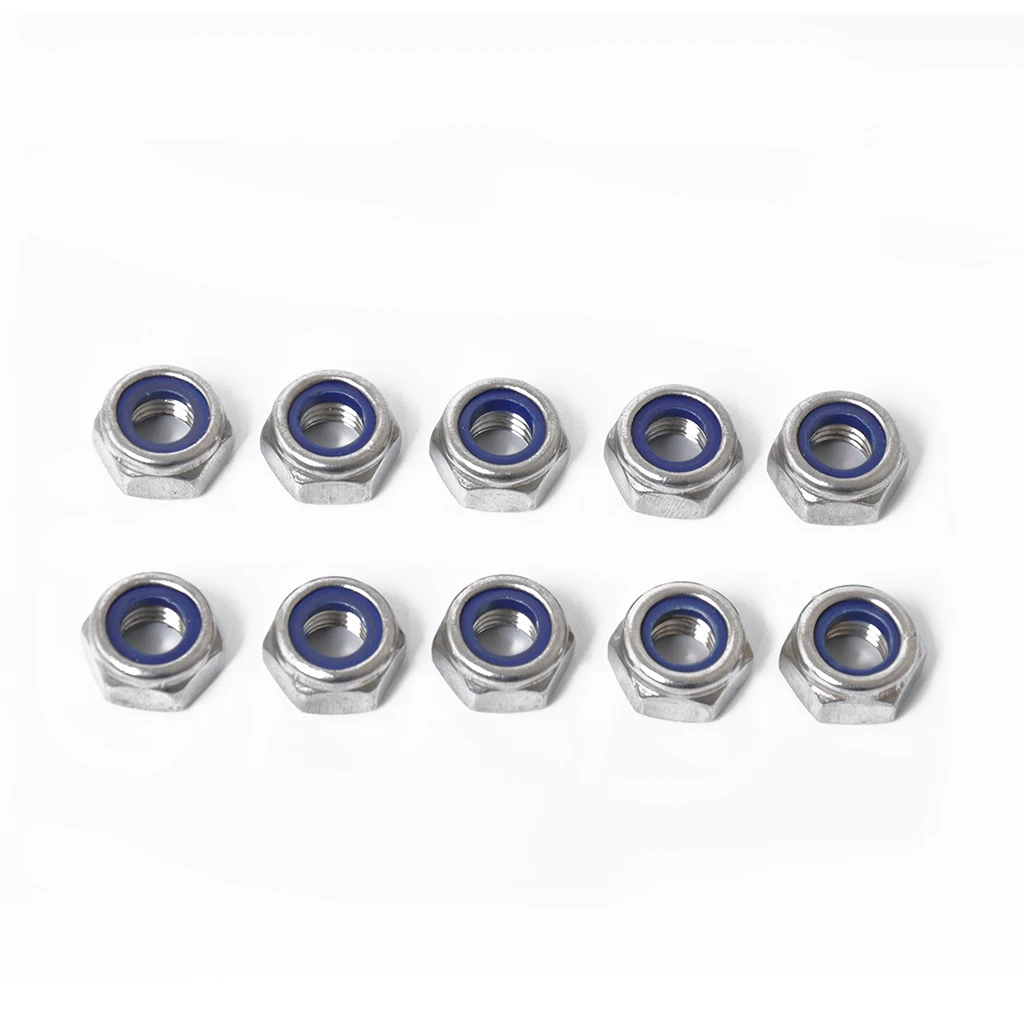 Assorted 304 Stainless Steel Nylock Insert Lock Hex Nuts Self Locking Stop Nut Set for Fastening Projects