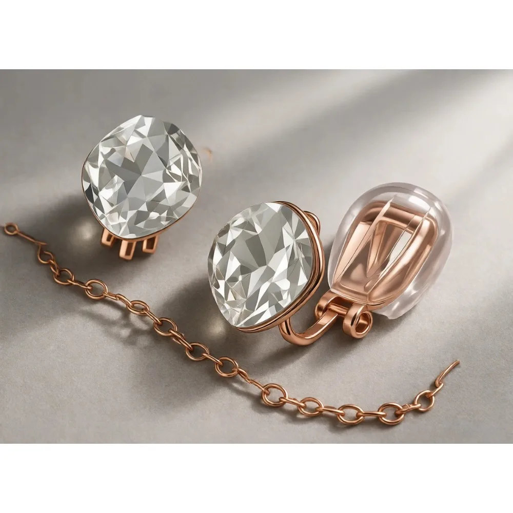 

Серьги-клипсы Crystal Square с покрытием из 14-каратного золота, без прокола, гипоаллергенные, подарок на годовщину для женщин