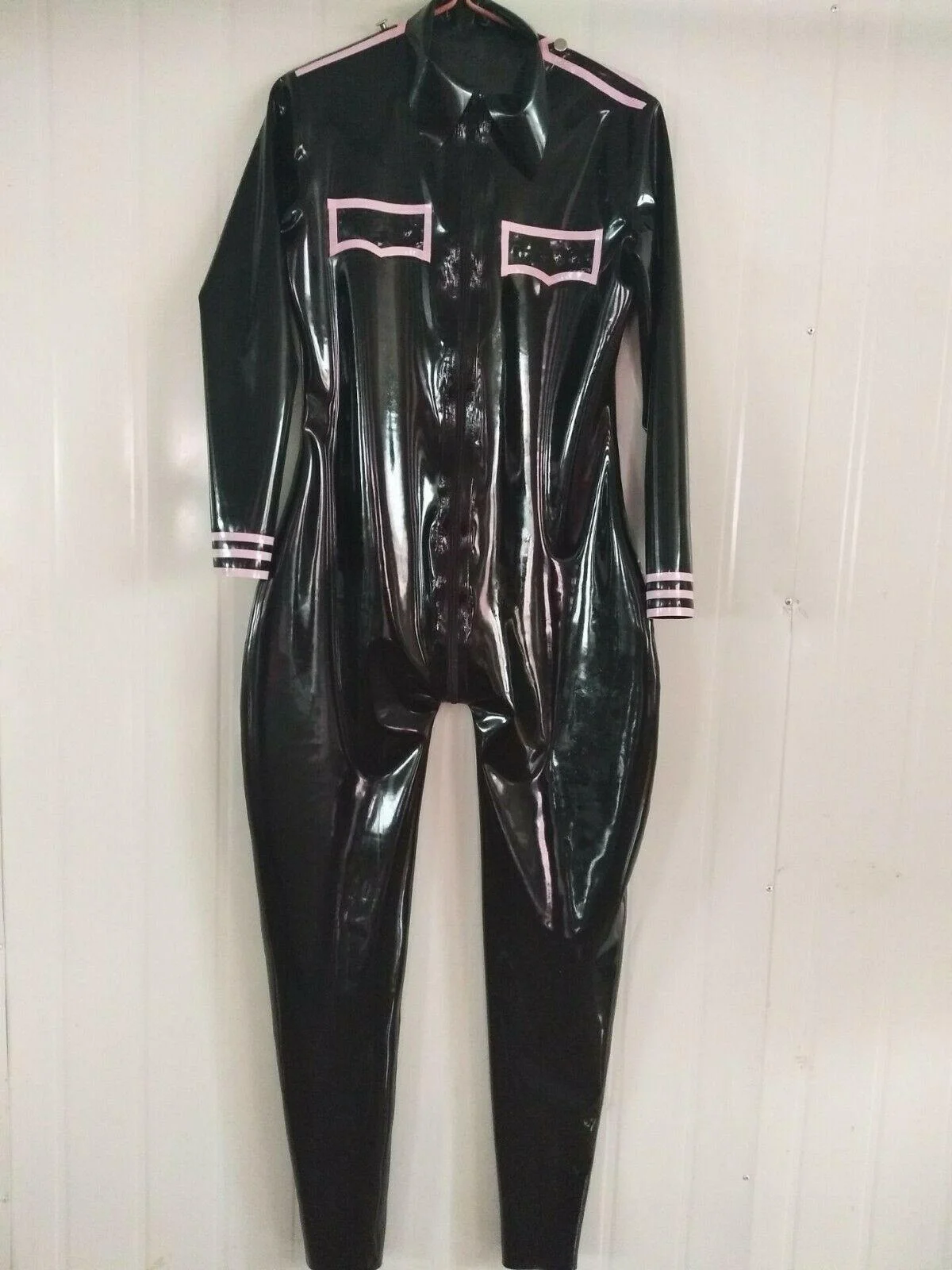 

100% Latex Rubber Gummi Ganzanzug Catsuit Hooded Wetlook Tigth Black 0.4mm S-XXLCosplay,Masquerade