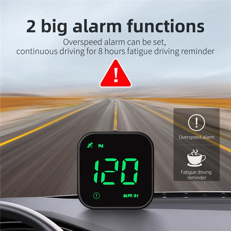 HUD Car Speedometer Timetable Speed Alarm GPS Head-Up Display Auto Electronic Accessories Fits All Cars