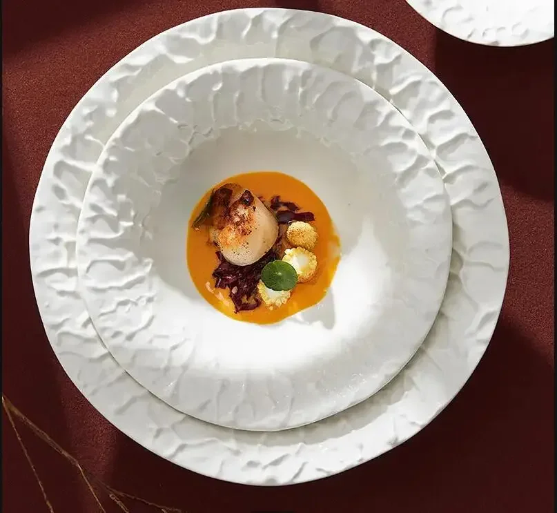 

Nordic Style Restaurant Main Dish Home Kitchen Ceramic Steak Plate White Salad Dessert Food Decorative Tableware