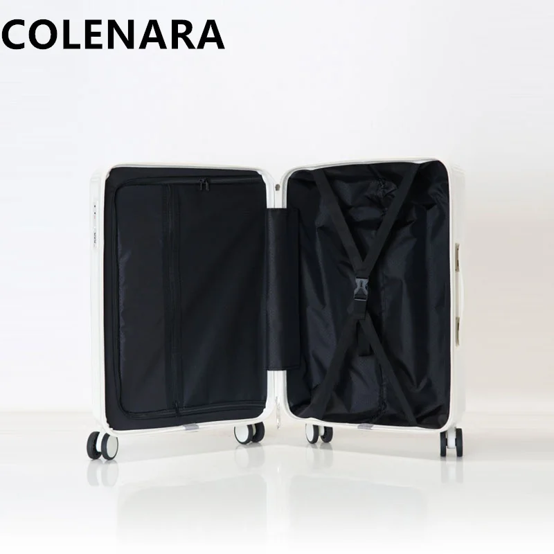 Colenara 20 "22" 24 "26 Inch Cabine Koffer Voor Opening Laptop Instapgeval Abs + Pc Trolley Case Usb Opladen Rollende Bagage