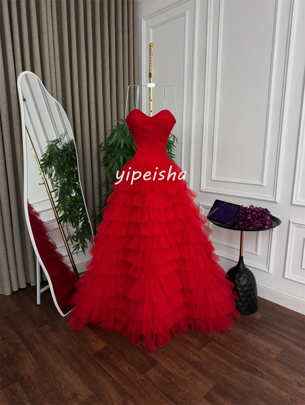 فساتين طويلة مخصصة معقدة مطابقة من التول بطبقات على شكل حرف a على شكل قلب فساتين مناسبة مخصصة مقاسات متاحة رسمية