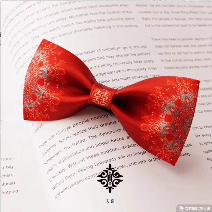 

Подарок для мужчин на свадьбу в китайском стиле: красный и черный галстук, классический официальный наряд