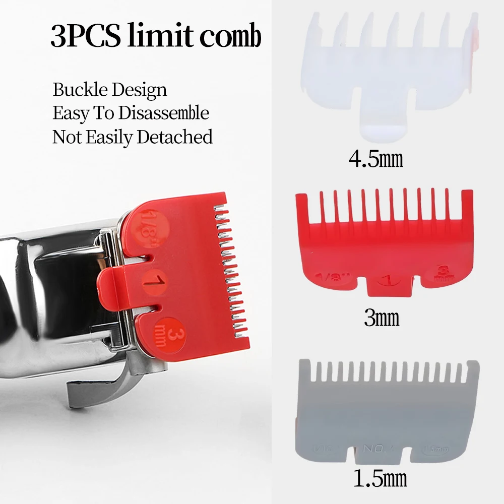 3 pçs universal elétrica push máquina de cortar cabelo guia limite pente salão profissional aparador cabelo acessório cabeleireiro guardas ferramentas
