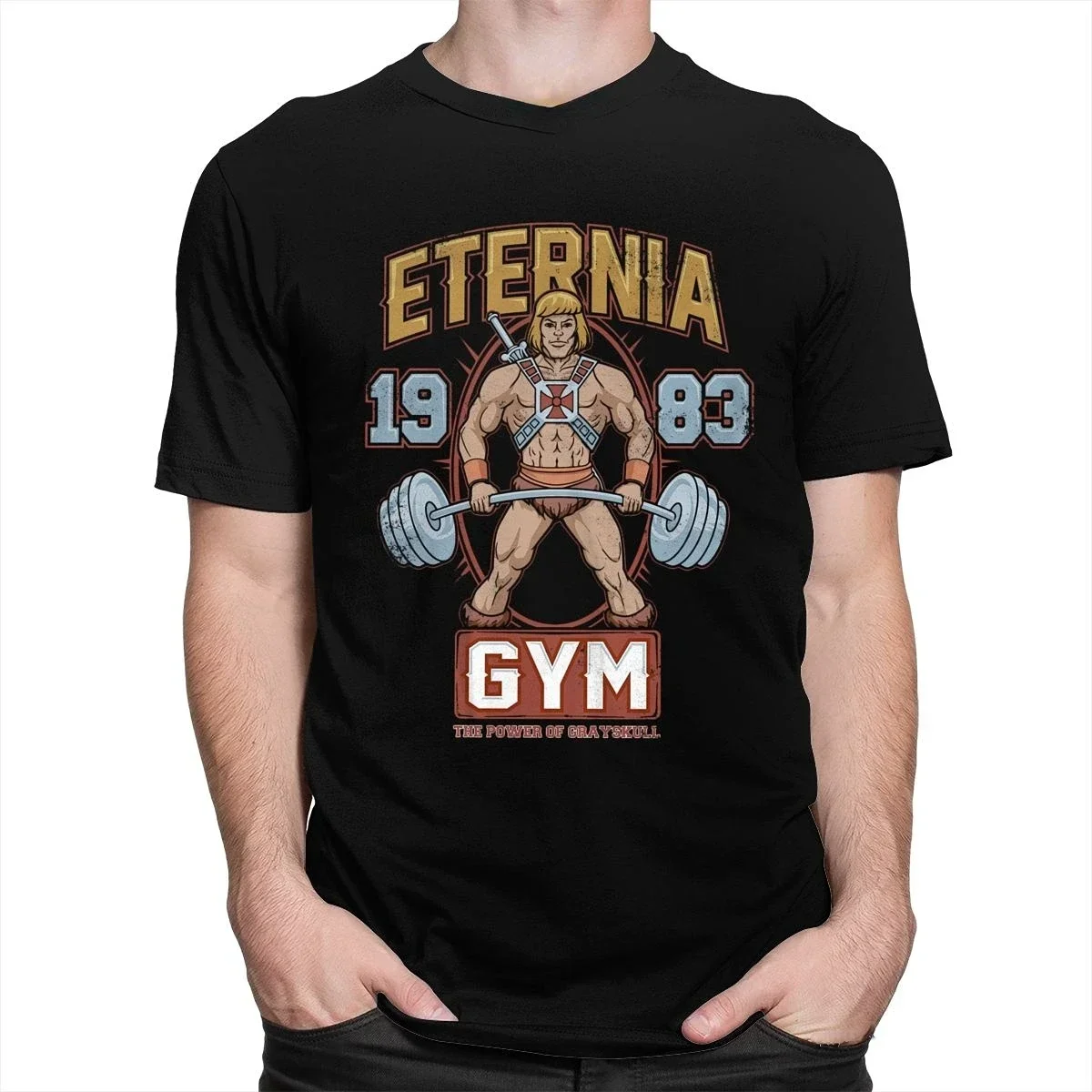 Mens cloth Vintage He-Man Masters Of The Universe T Shirt for Men Short Sleeve Eternia Gym Tshirt T-shirt 80s Anime Tee Clothes