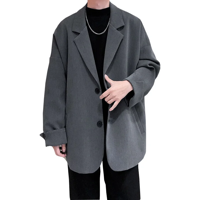 Men Blazers Leisure Trendy Oversize Business Suit Jackets Retro Daily Streetwear All-match Simple Korean Suit