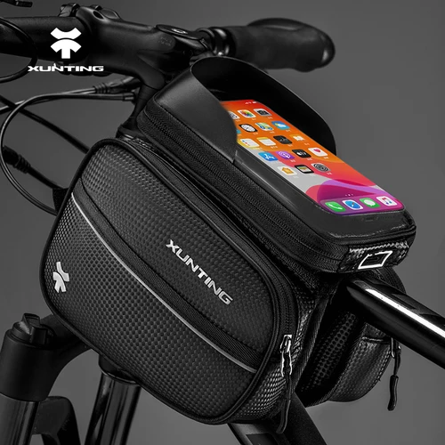 Xunting-bolsa frontal para manillar de bicicleta de montaña, funda impermeable para teléfono móvil de 6,8 pulgadas, accesorios de ciclismo
