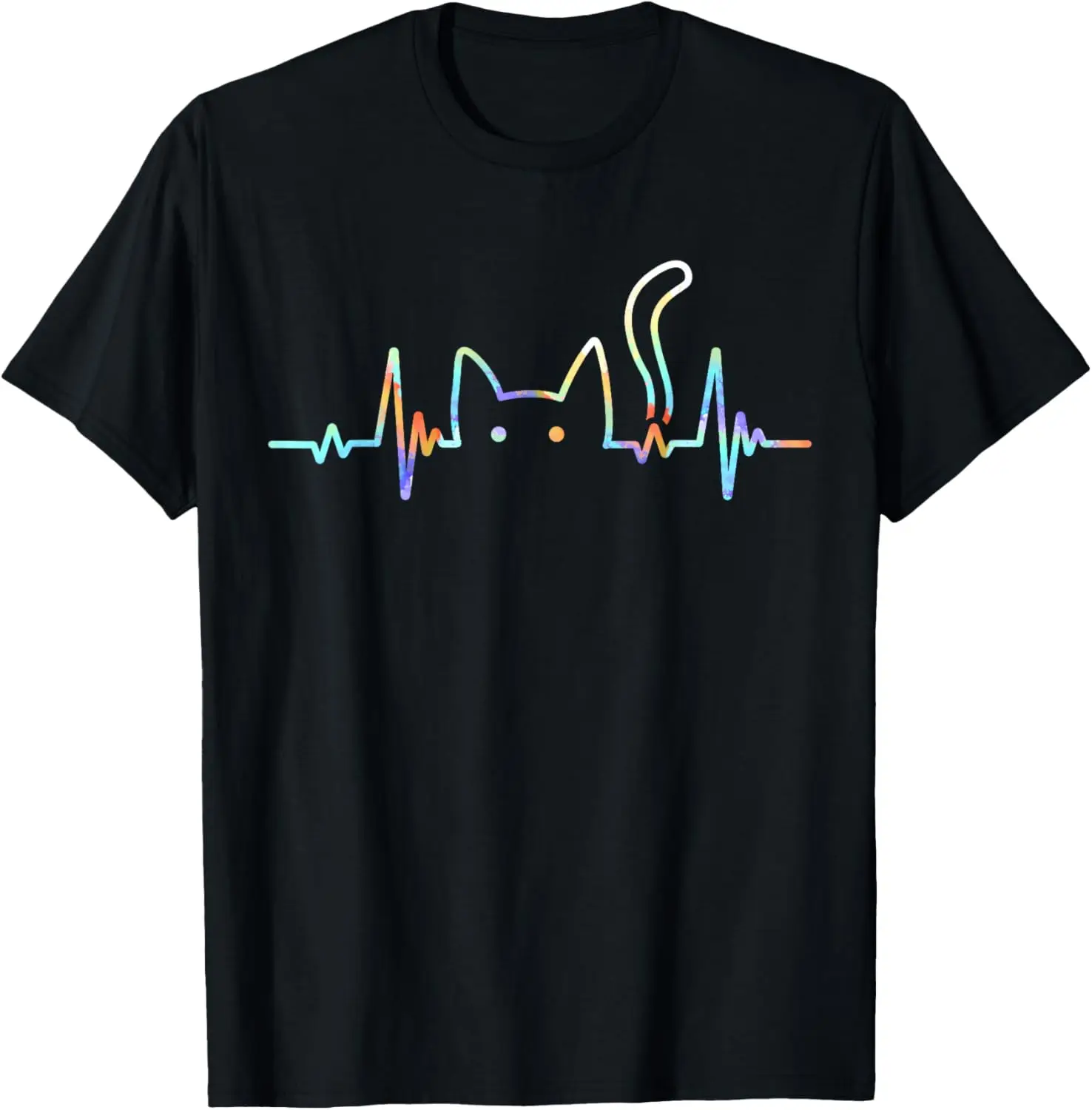 Heartbeat Cat Lover Animal Silhouette Cute Cat T-Shirt For unisex