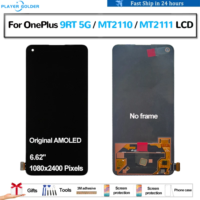 Original AMOLED For OnePlus 9RT 5G MT2110 MT2111 Pantalla lcd Display Touch Panel Screen Digitizer Assembly Repair Spare Parts