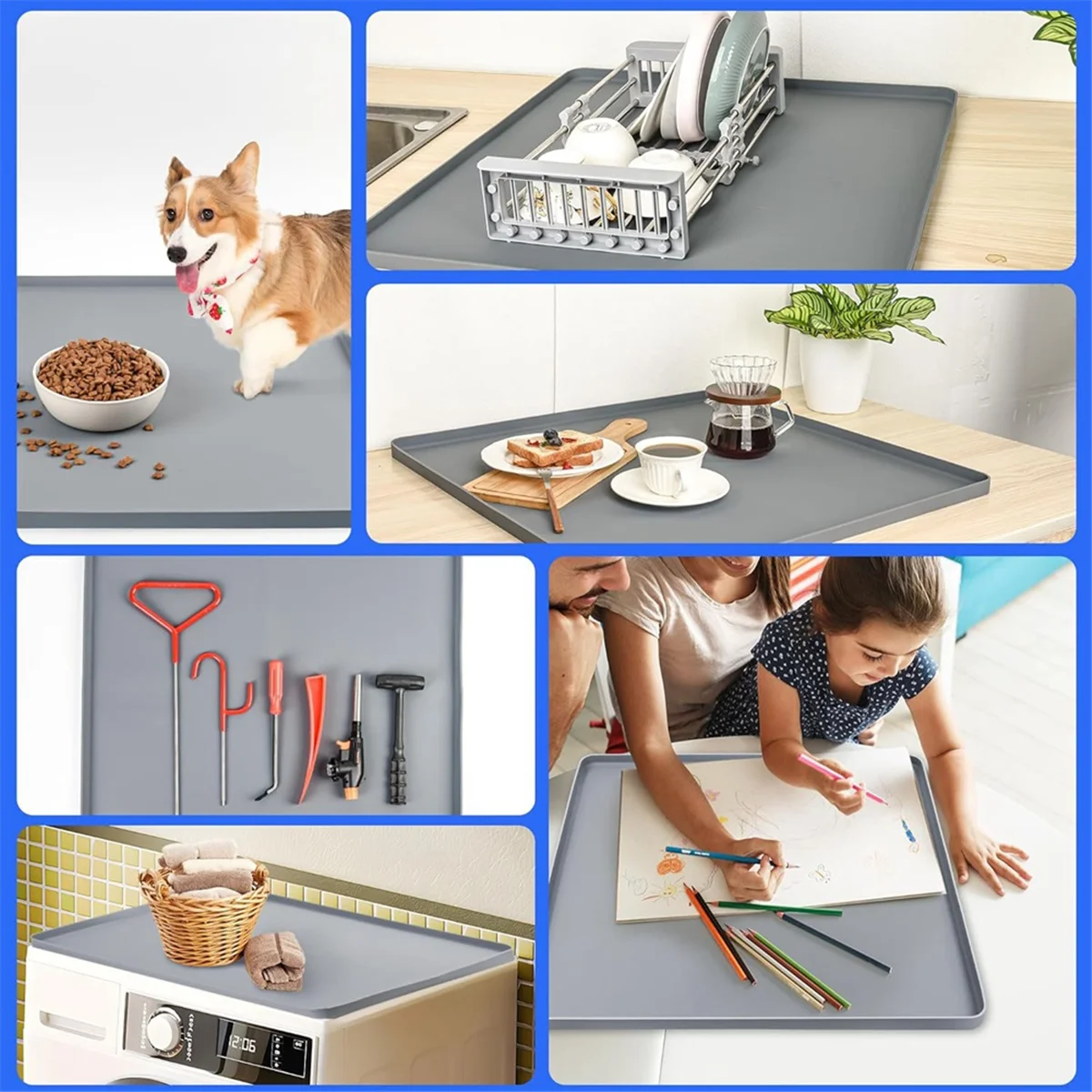 Washer Dryer Protective Silicone Rubber Mat 23.6 x 23.6Inch for Washer and Dryer Cover for the Top Anti-Slip