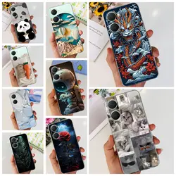 For Realme 10 4G 10 Pro+ Clear Soft TPU Silicone Phone Back Cover For Realme 10 Pro Plus 10Pro Funda Cool Dragon Cat Capa Bumper