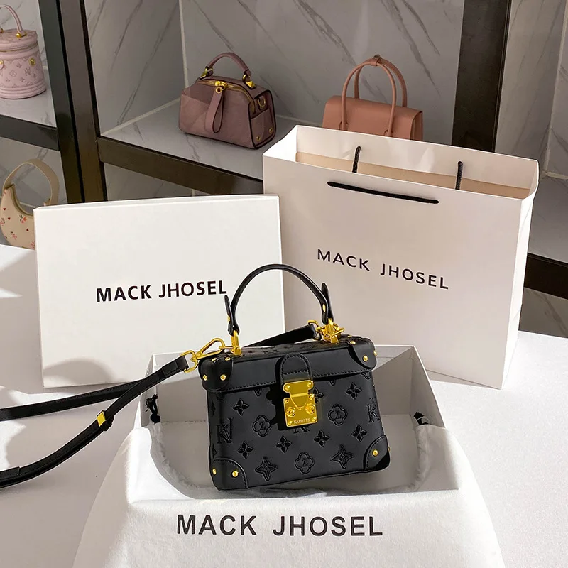 

Модная черная сумка-бокс с высококачественной вышивкой, универсальная сумка-мессенджер.