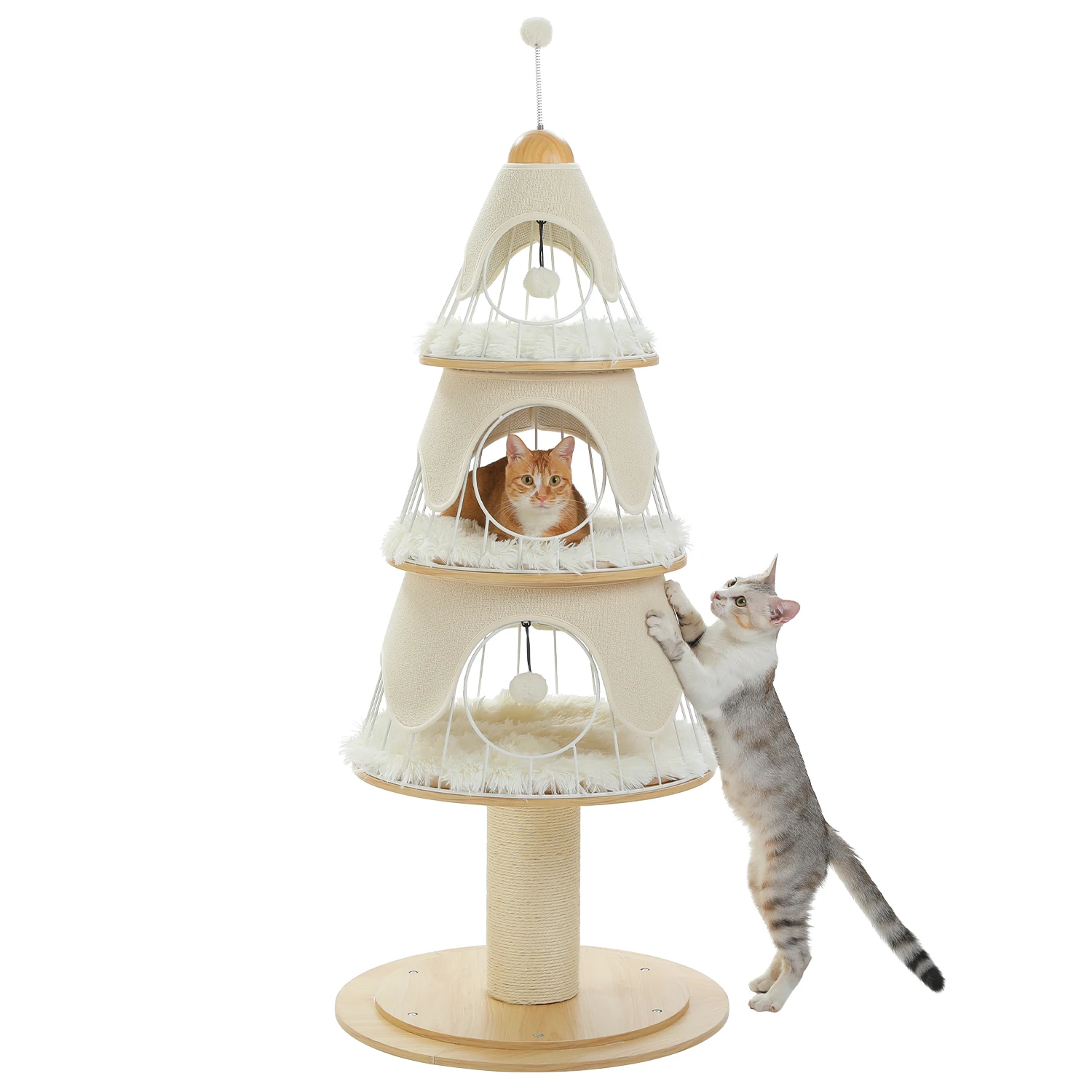 Weihnachts-Katzenbaumturm mit rot-grünem Eigentumswohnung, mehrstufiger Katzenturm mit Sisal-Kratzbäumen, Katzenmöbel für Hauskatzen – Detail 10