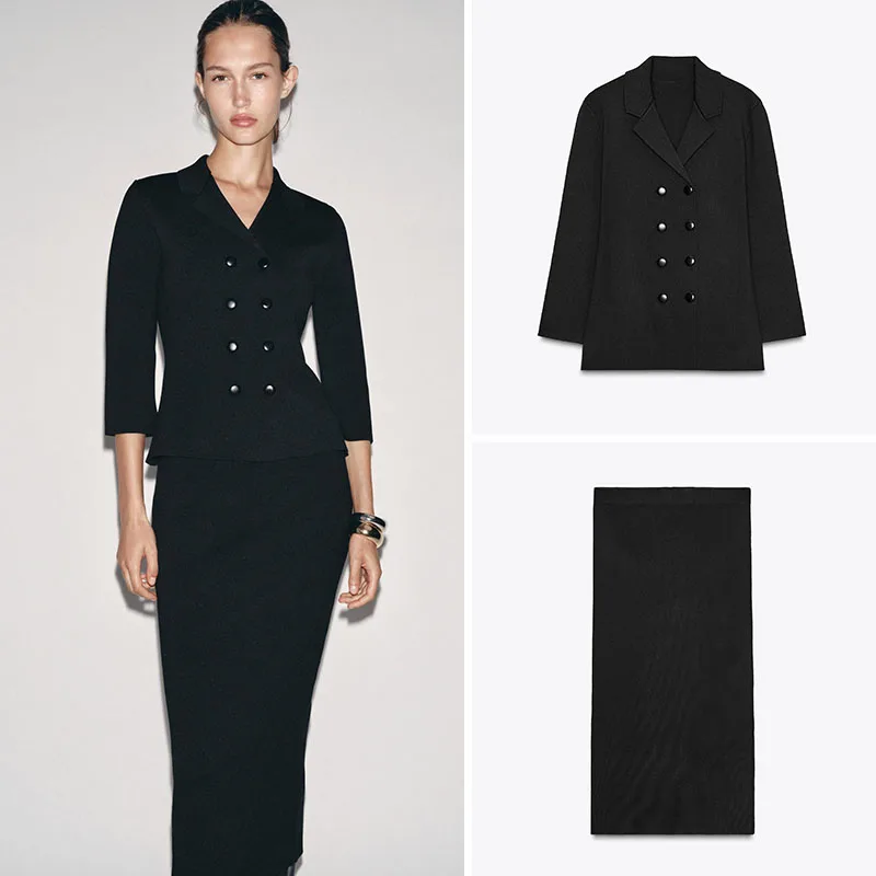 

Новое поступление, осенняя женская двубортная юбка-миди из тюэта, комплект Faion, длинный свек для поездок на работу, стандартная длина для взрослых