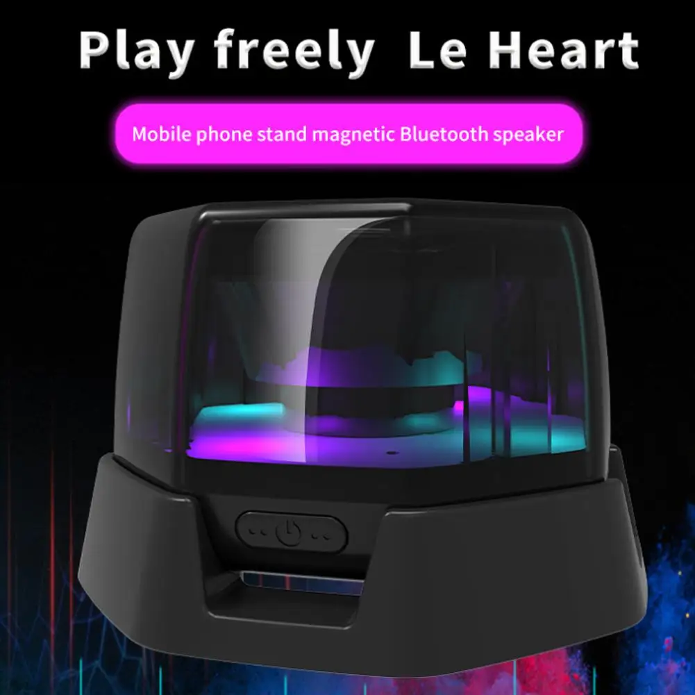Magnetic Bluetooth-Compatible Wireless Speaker Portable Mini Sound Box RGB Phone Holder Stand For Gaming Travel Y6J3