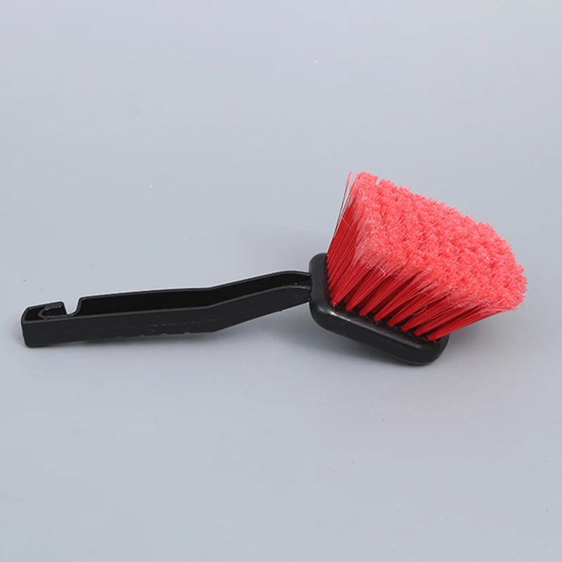 Nettoyeur de brosse de roue de voiture avec poils rouges, poignée noire, outils de lavage pour les détails automatiques, les livres de moto, 1PC