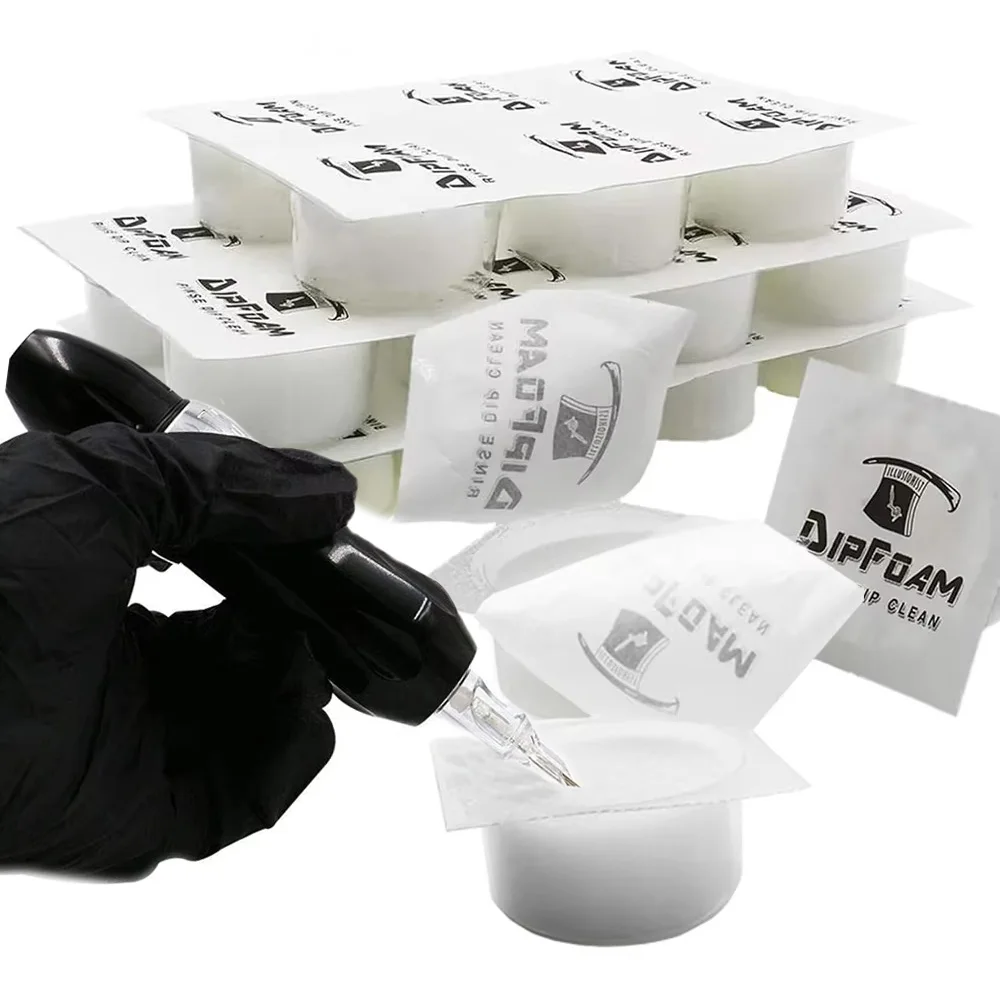 

48/24/16/3PCS Tattoo Disposable Dip Foam Rinse Caps Cups Cleaning for Tattoo Needle and Tip Rinse Dip Tattoo Clean Supplies