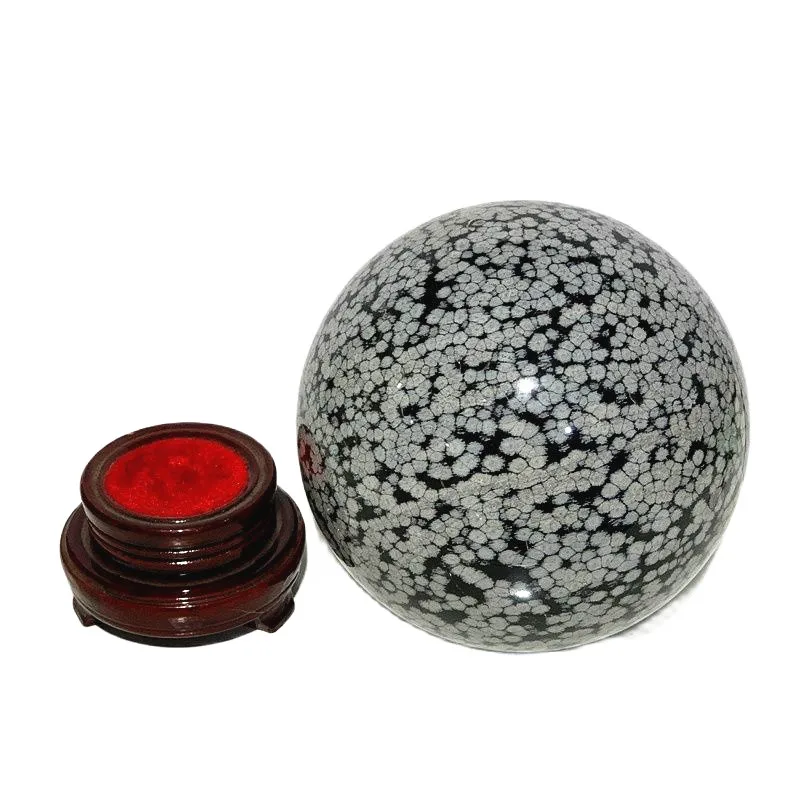 Big Natural Snowflake Obsidian Crystal Ball Stone Sphere Feng Shui Gems Chakras WitcEnergy Reiki Healing Desk Home Room Decor