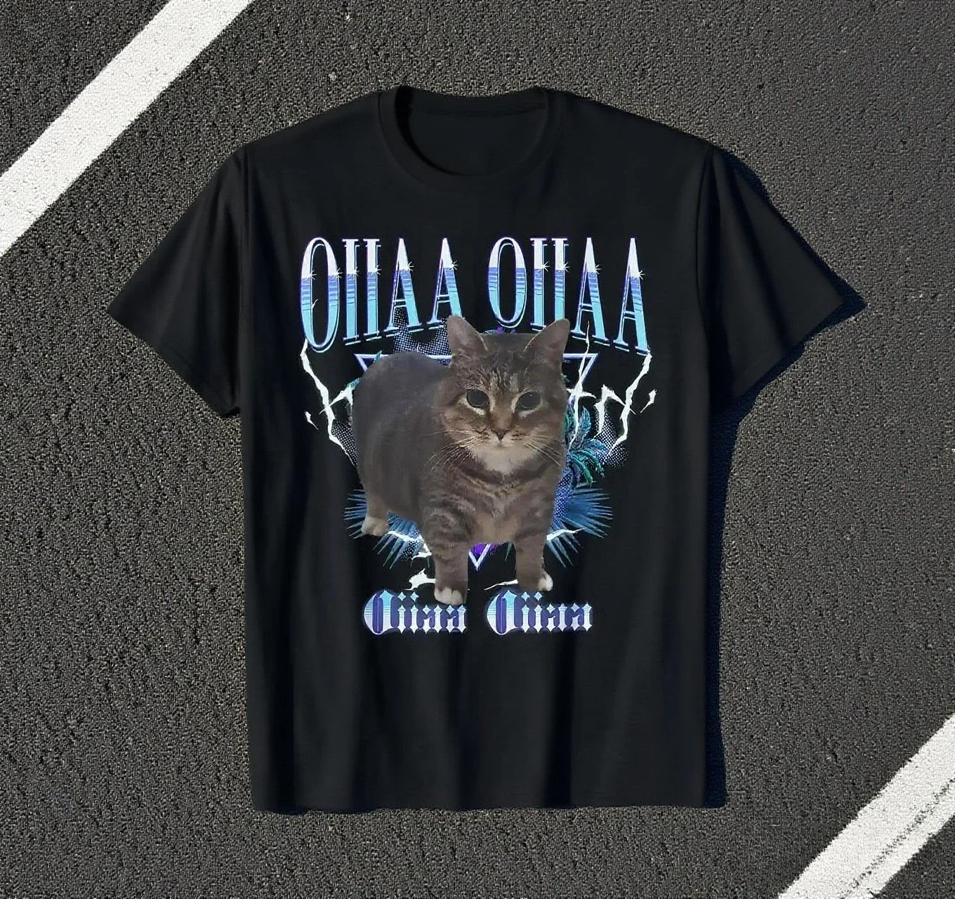 

Funny spinning cat T-shirt pure cotton humorous cat brain unisex high-quality T-shirt funny popular fashion short-sleeved top