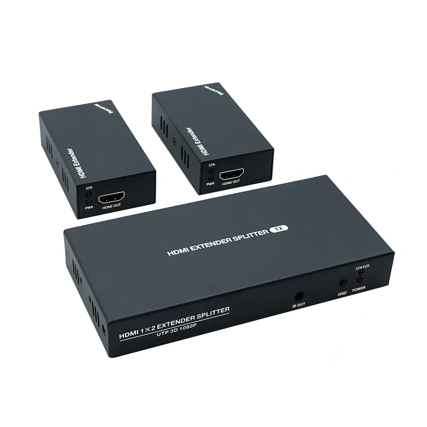 1080P HDMI Rj45 Extender By Ethernet Cat6 Cable 60m Video Transmitter Receiver Kit 1 To 2 Splitter 1x2 HDMI Loop 1 In 2 3 4 Out