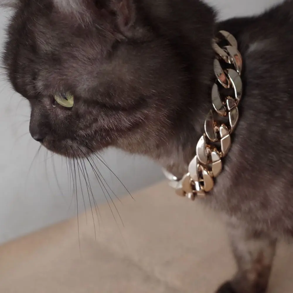 Portable Chain Collar Pet Necklace Cat Dog Gold Necklace Adjustable Chain Dog Collar Gold Collars Cat Dog